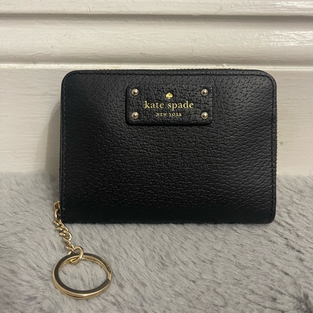 KATE ♠️ SPADE BLACK LEATHER SM WALLET - Picture 3 of 8